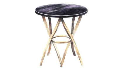 Stylish round table with unique wooden legs, set in a modern interior, showcasing a cozy atmosphere
