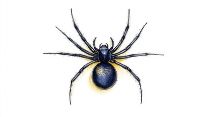 Detailed illustration of a spider showcasing its anatomy, with a white background emphasizing its features