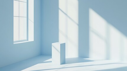 Obraz premium Minimalist Room Scene with White Cube and Sunlight