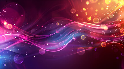 Fototapeta premium Colorful abstract waves with light effects and bokeh elements, suitable for backgrounds.