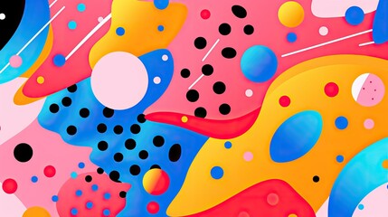 Abstract colorful design featuring fluid shapes and patterns in vibrant hues.