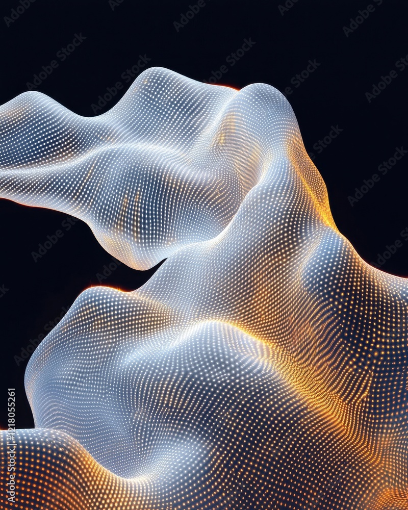 Poster dynamic abstract light trails and geometric patterns black background digital art modern environment