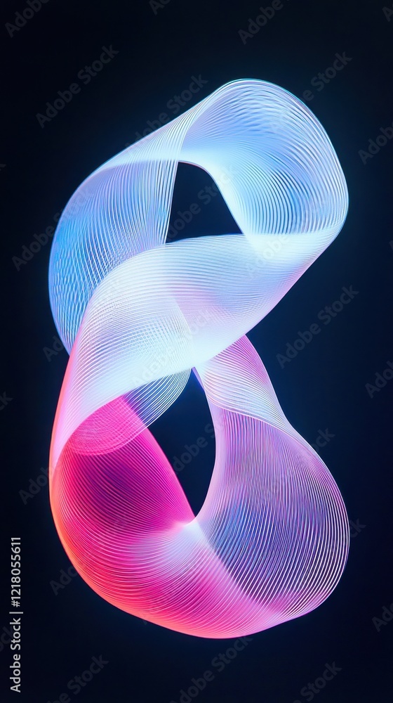 Poster dynamic abstract light trails in circular loops black background artistic modern design glowing visu