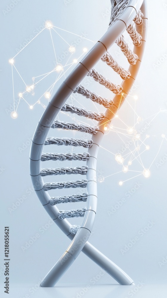 Poster dynamic dna structure visualization abstract white background scientific elegant environment close-u