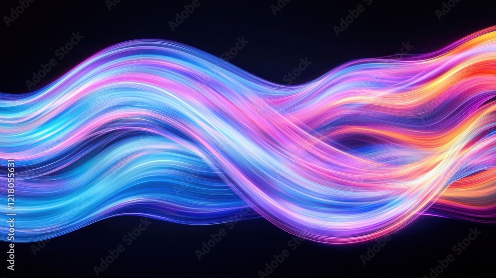 Poster dynamic colorful light streaks creating intricate patterns on black background abstract art digital 