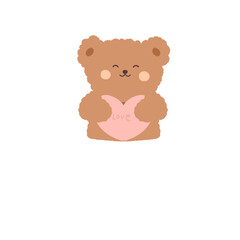 cute bear with pink love
