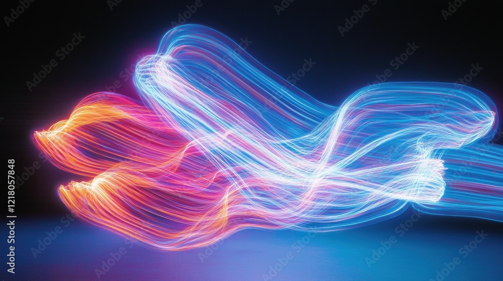 Poster dynamic light streaks explosion abstract visual art black background vibrant design artistic perspec