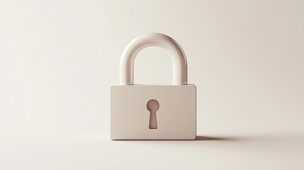 Fototapeta premium Securing digital privacy modern lock design minimalist studio product photography neutral background