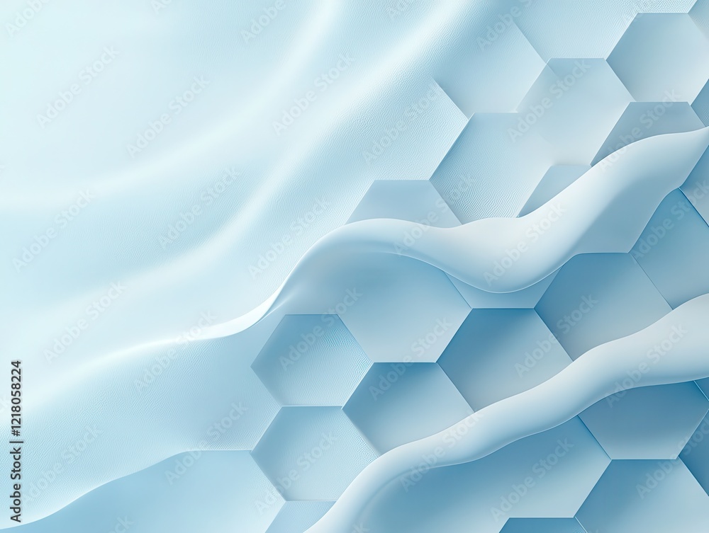 Poster abstract hexagonal pattern scientific background light blue gradient clean design digital art modern