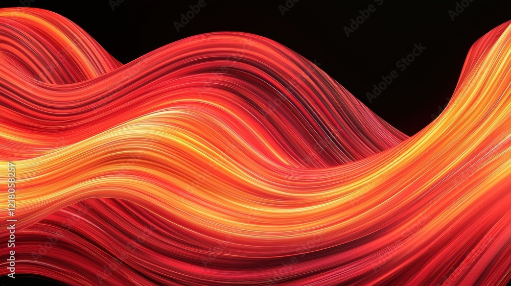 Poster dynamic red and yellow light trails create abstract motion patterns on black background artistic vis