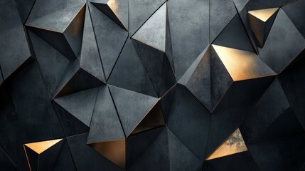 Fototapeta premium Abstract Dark Grey and Gold Geometric Wall