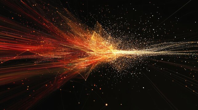 A highly detailed D scatter plot with data points hovering in space, connected by lines, symbolizing the intersection of technology and data analysis.