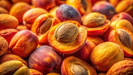 Obraz premium Macro Photography Apricot Pits: Close-Up Detail, Seed Texture, Nature's Beauty, Botanical Images, High-Resolution Images
