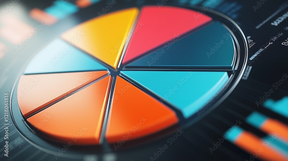 Poster close-up of a d pie chart with interactive elements, including hover effects and clickable segments,