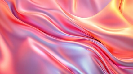 Fototapeta premium Holographic background with smooth textures and flowing pink, orange, violet, and blue gradients. Innovation. Fluidity. The mesmerizing beauty of color transitions. modern designs, tech visuals, and