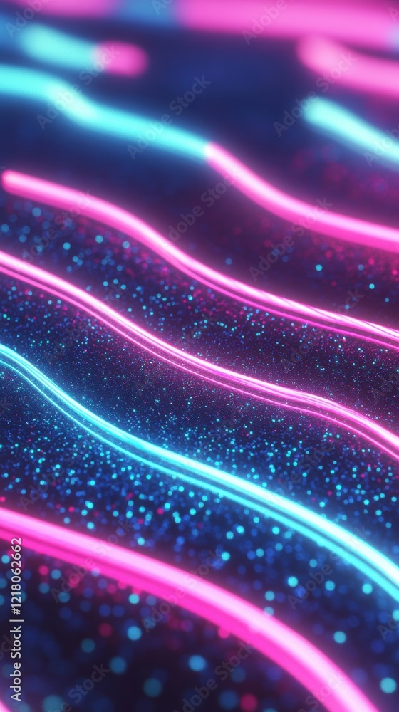 Poster bright neon lights swirl and dance in colorful patterns, creating an eye-catching display of motion 