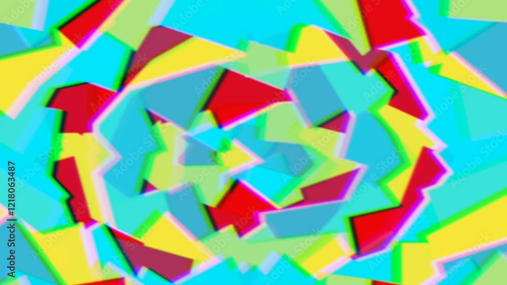 Aufkleber multi colored sharp edged geometric shapes animation with distortion effects
