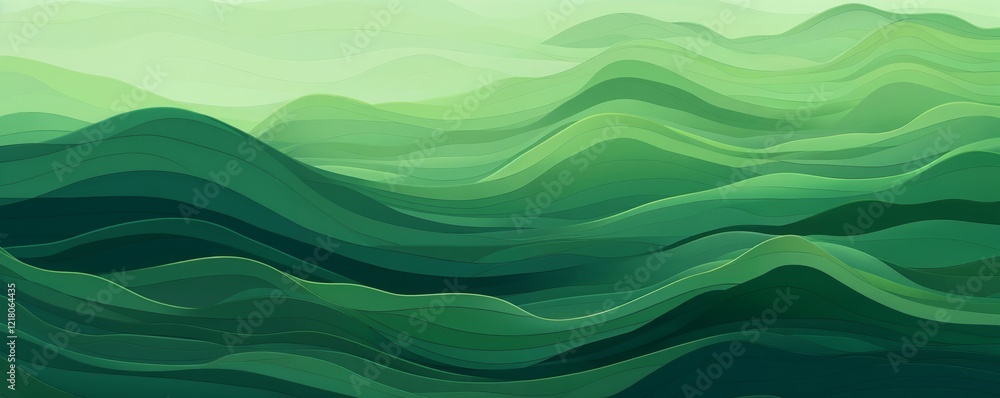 Aufkleber abstract composition of green waves resembling soft hills with smooth transitions from light to dark