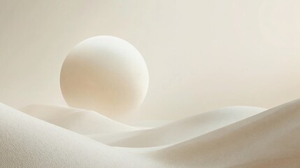 Minimalist desert landscape with a floating sphere. 
