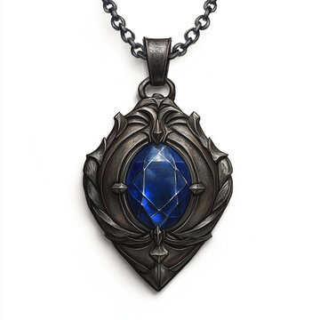 silver necklace with blue topaz