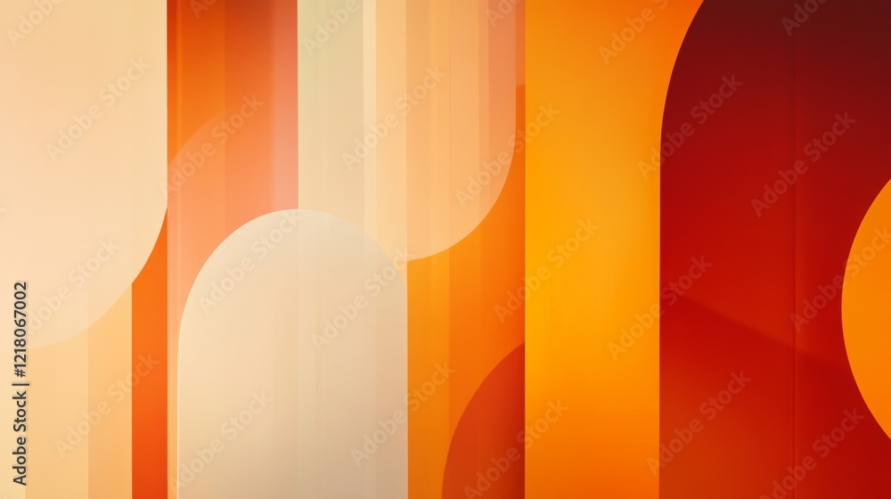 Poster detailed shot of an abstract background featuring bold geometric shapes and gradients in warm tones,