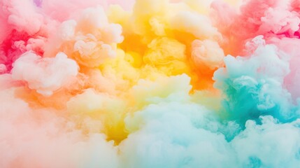 Fototapeta premium Colorful ink clouds blend seamlessly in water, producing a striking visual of swirling hues and vibrant patterns that captivate the viewer