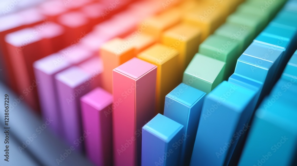 Leinwandbilder Detailed shot of a D stacked graph with layers of data blocks, each section in a different color, representing complex information in an easy-to-understand format.