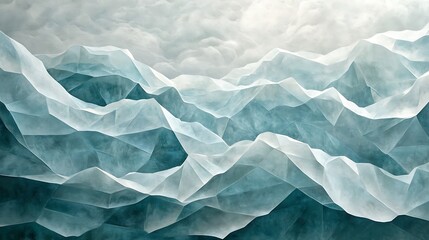 Obraz premium Abstract Teal Mountain Range: A Serene Landscape
