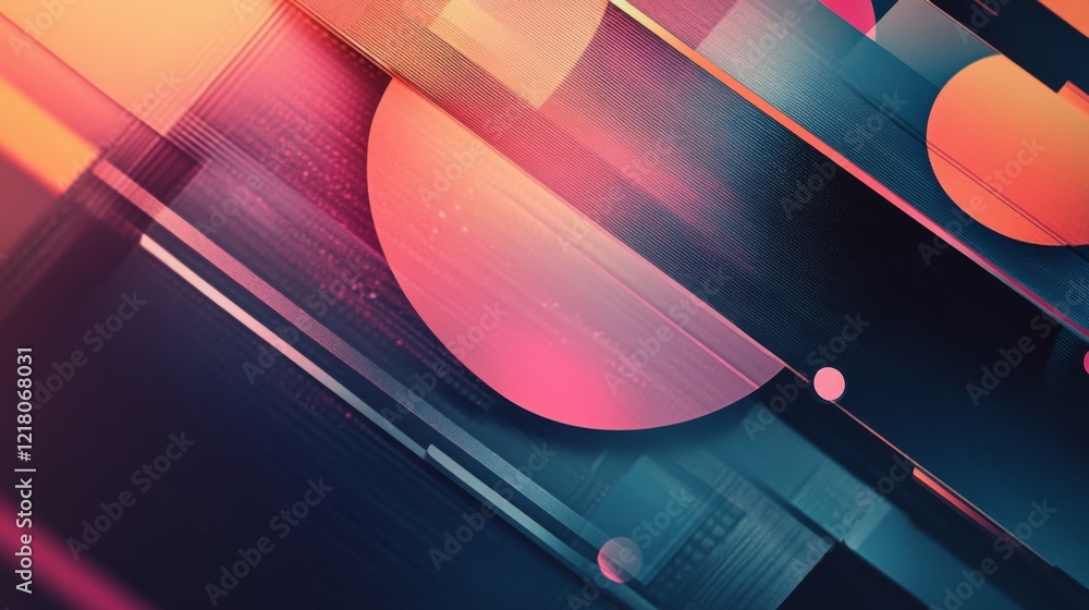 Poster detailed shot of a sleek, abstract graphic with geometric patterns and gradients, showcasing a profe
