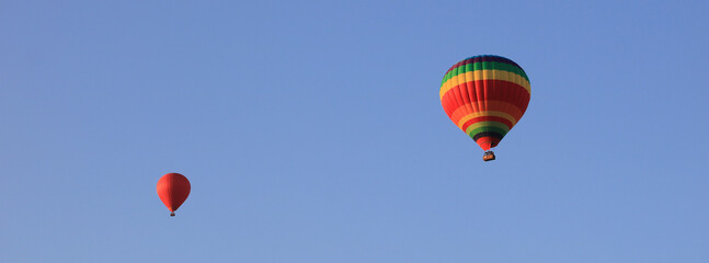 Colorful hot air balloons over Vang Vieng, Laos.