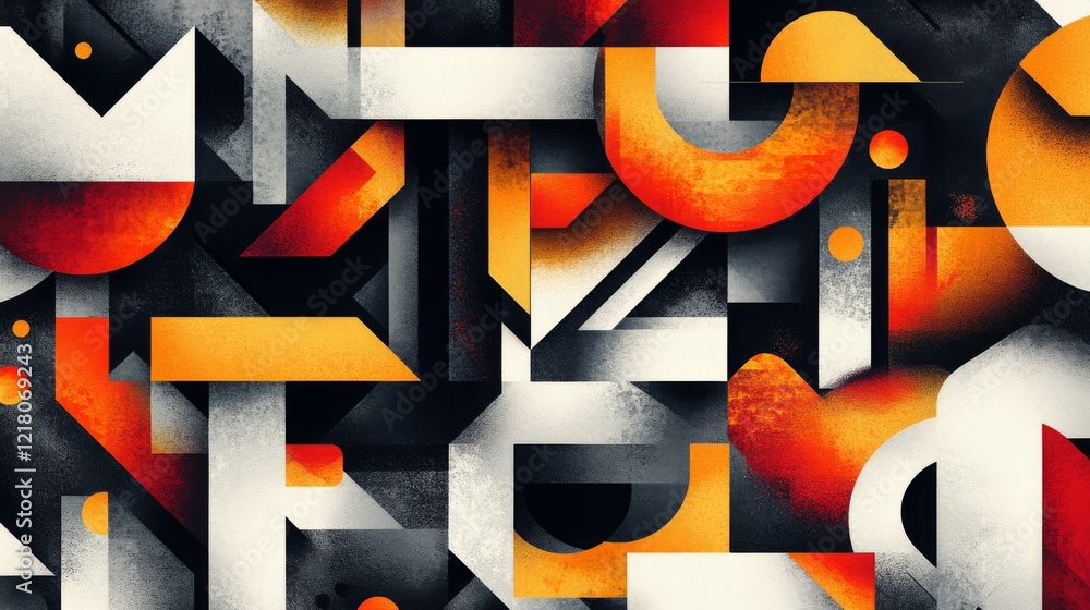 Leinwandbilder Detailed view of a digital graphic with overlapping shapes and vibrant colors, creating a sense of depth and movement for creative design projects.