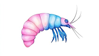 Obraz premium Colorful illustration of a shrimp showcasing vibrant hues against a white background