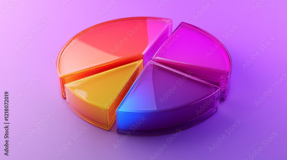 Poster High-resolution image of a D pie chart with gradient colors and glossy finish, presenting data with a polished and eye-catching appearance.