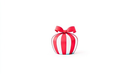 A vibrant striped gift box with a red bow, symbolizing celebration and joy, isolated on white