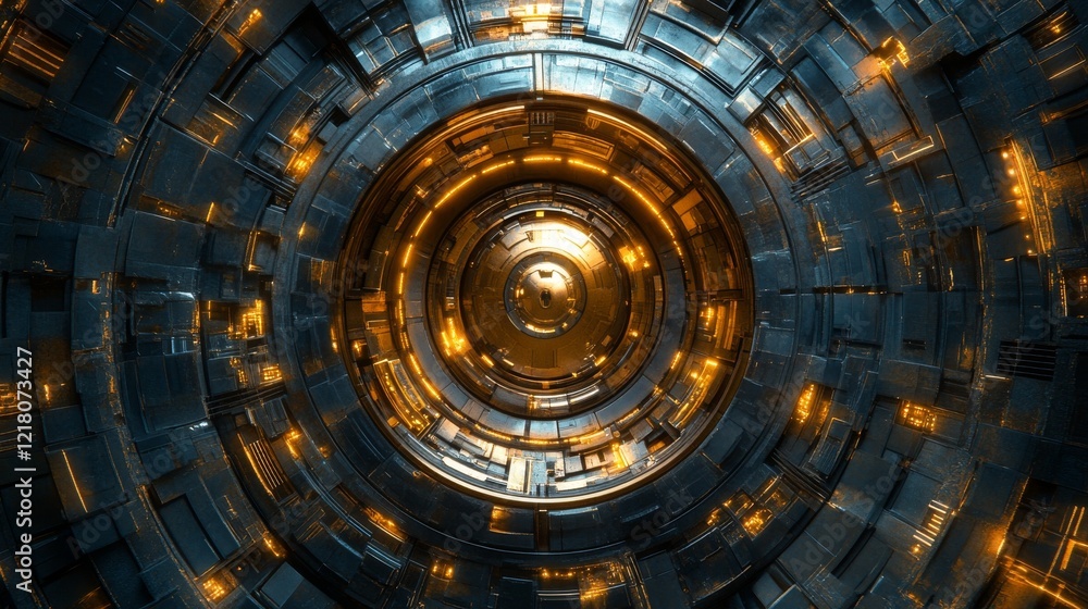 Poster abstract circular futuristic technological structure design