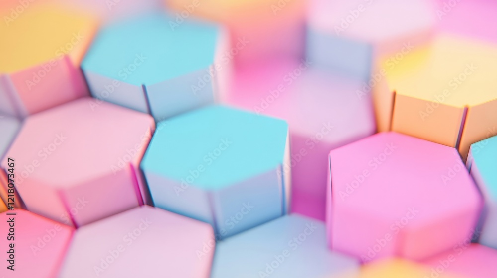Poster visually appealing geometric hexagons display a gradient of pastel colors, creating an inviting and 