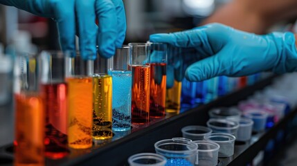 Fototapeta premium Exploring the Vibrant World of Chemistry Through Colorful Liquid Experiments and Reactions