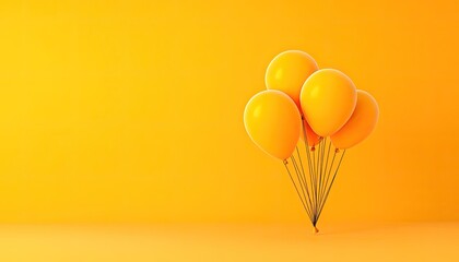 Vibrant yellow balloons floating against a bright yellow background, perfect for celebrations and events