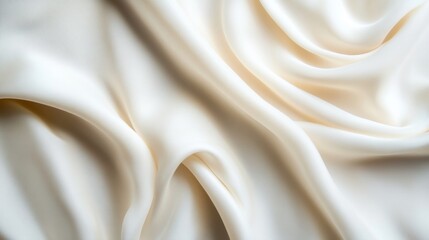 Obraz premium Delicate white silk flows seamlessly, showcasing its smooth texture and subtle sheen in a serene and softly lit environment