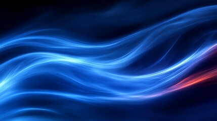 Fototapeta premium Abstract blue and red flowing waves on black background.