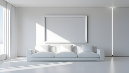 picture frame mounted on the wall mock up design copy space home interior living room	