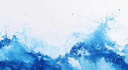Abstract blue water splash on white background.