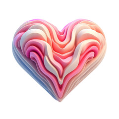 Pink heart with gradient , Y2K shape. Love element with abstract lines illustration isolated on white background. Generative AI
