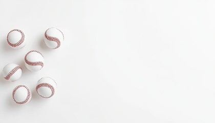 A clean arrangement of baseballs on a white surface, ideal for sports-themed backgrounds