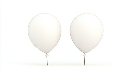 Two white balloons on sticks against a plain background, ideal for celebrations or events