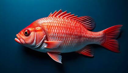 Fototapeta premium A Vivid Red Snapper against a Deep Blue Background