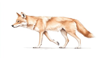 A realistic illustration of a walking fox showcasing its natural grace and agility