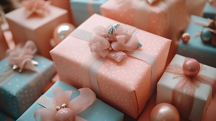 Pink and Blue Presents Wrapped for a Festive Occasion