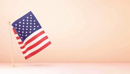 American flag waving gently against a soft pastel background, symbolizing patriotism and freedom