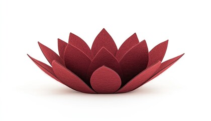 Red paper lotus flower sculpture on a white background, symbolizing peace and tranquility